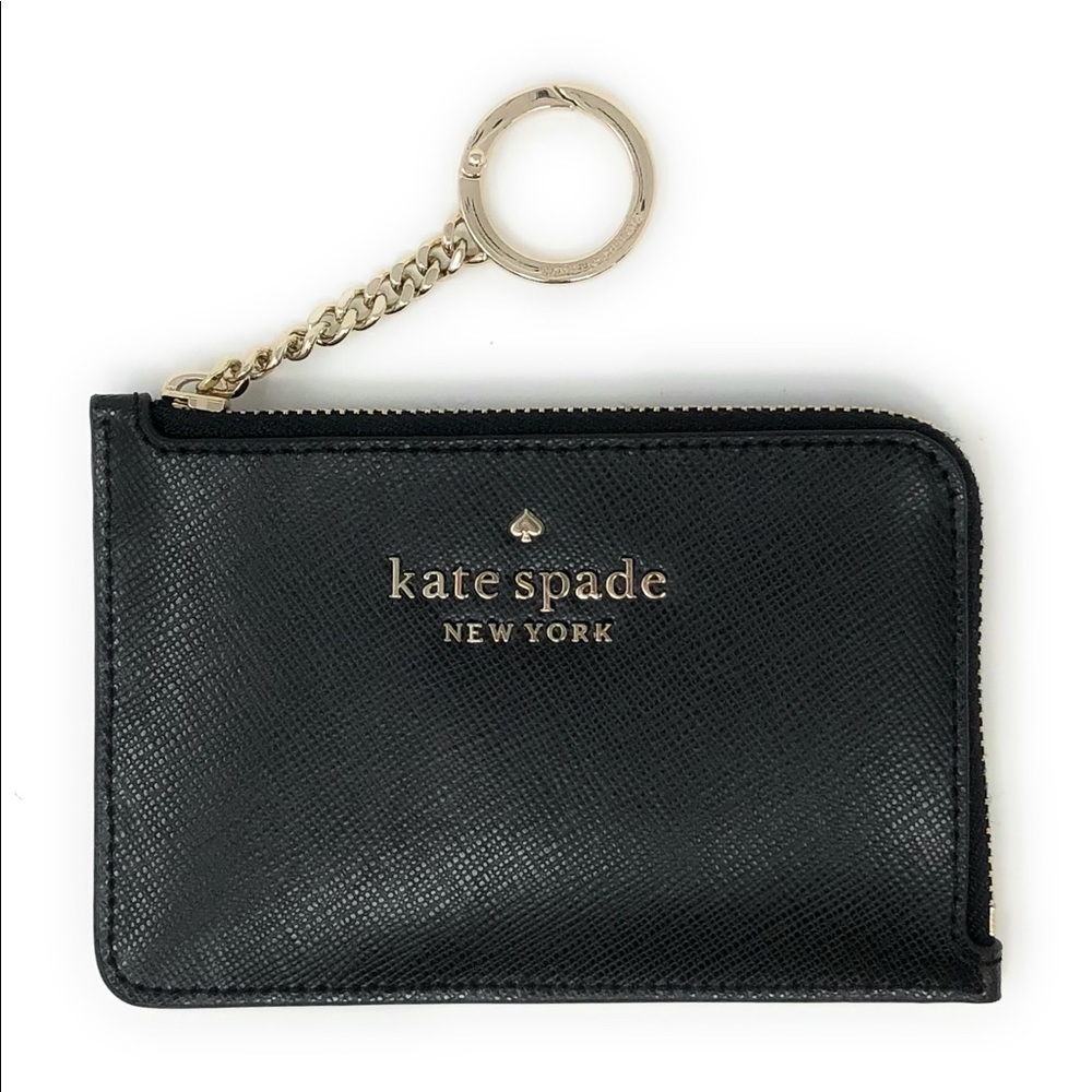 Kate Spade Staci Medium L-Zip Card Holder with Key Ring in Black
